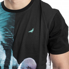 Modro černé pánské tričko Staple Pigeon Split photo tee
