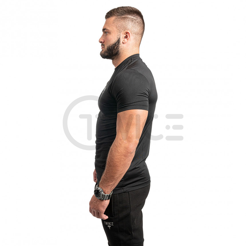 Černé pánské kompresní tričko Twinzz s krátkým rukávem