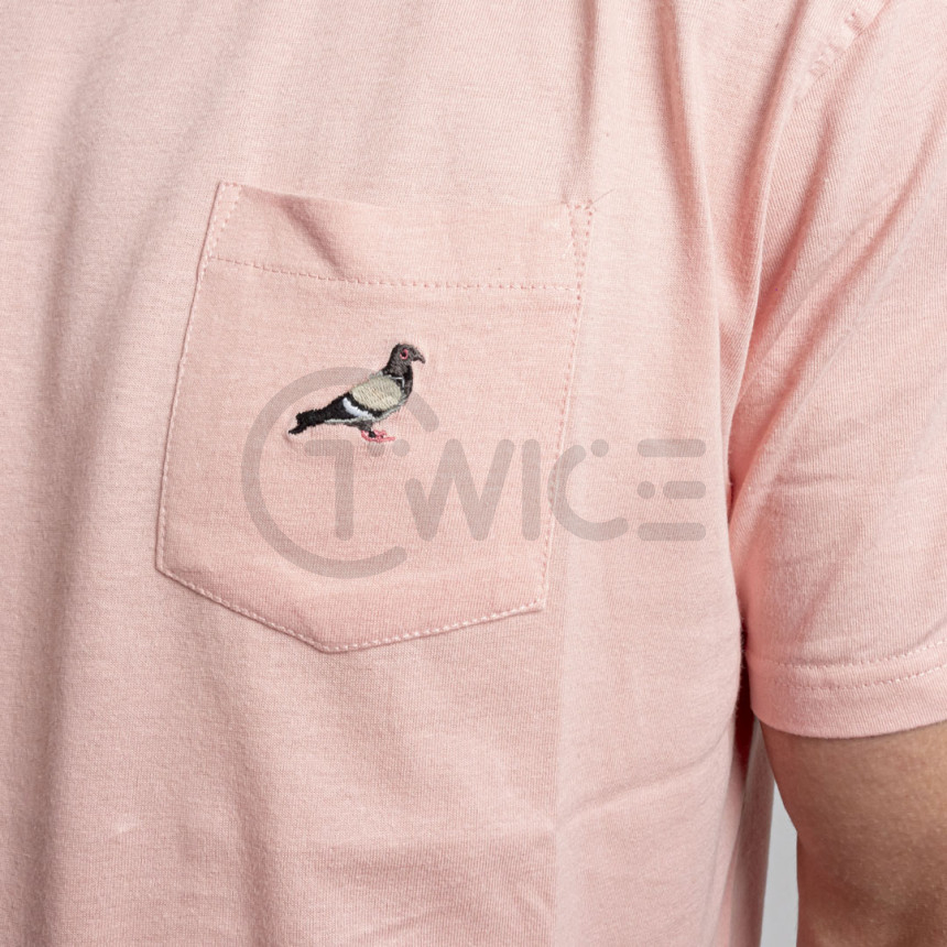 Růžové tričko Staple Pigeon Garment Wash pocket