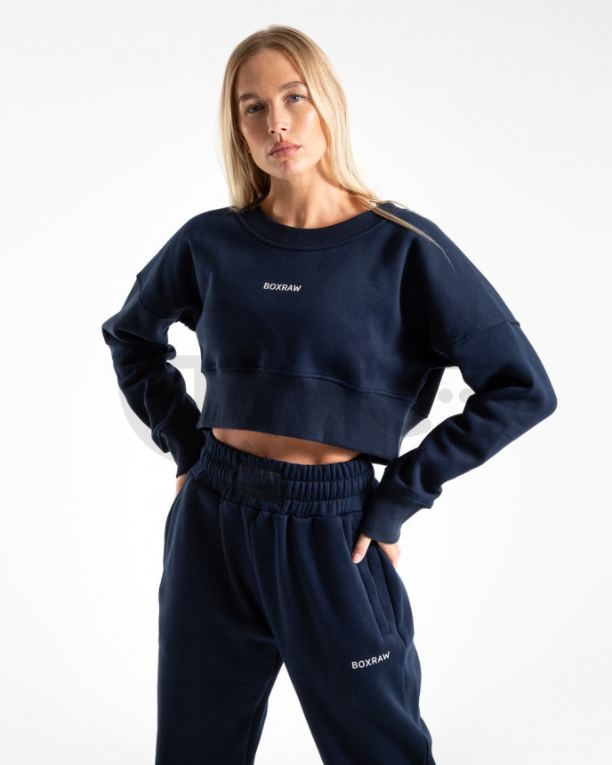 Dámská modrá mikina Boxraw Johnson Cropped Sweatshirt